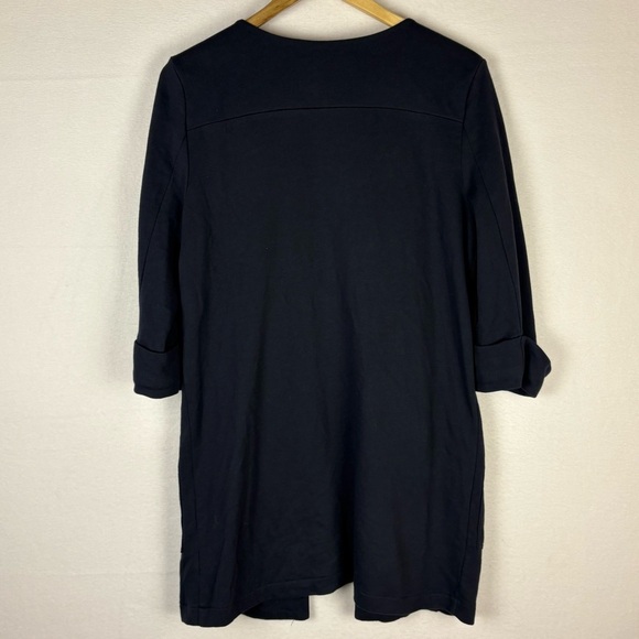 Garnet Hill Navy Blue Cuffed Sleeve Long Open Cardigan - Picture 2 of 6
